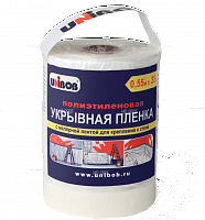 Пленка укрывная с малярной лентой UNIBOB 0,55м х 33м, 10 мкм, прозрачная