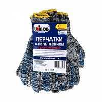 Перчатки х/б с полимерным покрытием UNIBOB, размер XL, меланж, 7,5 класс вязки