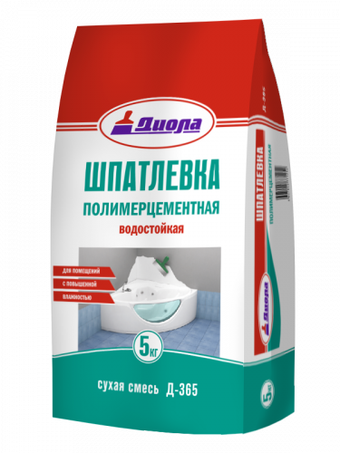 Шпатлевка полимер-цементная водостойкая Д-365 белая 10кг/Пакет